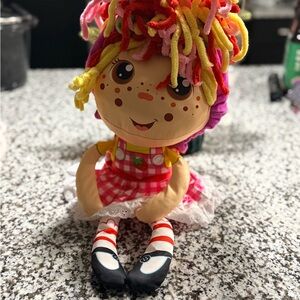 a.n.a Colorful Yarn Hair Doll with Red Checkered Dress